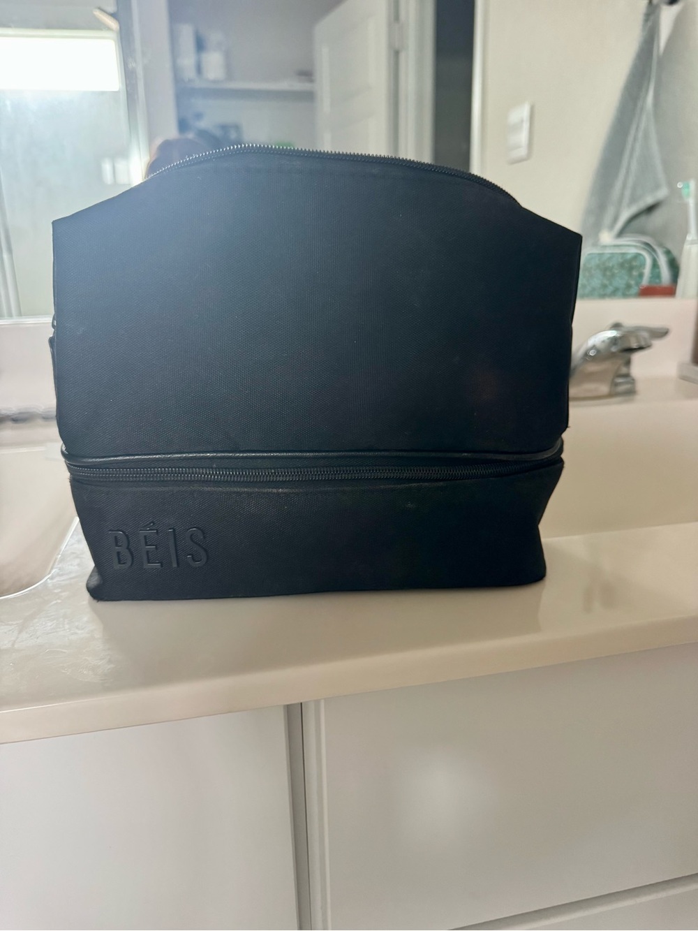 BEIS Black Dual-Zip Cosmetic Bag